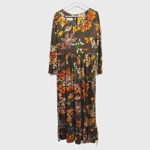 Vintage George Arthur of California Brown Floral Maxi Dress  Women's Size Medium - Picture 2 of 9
